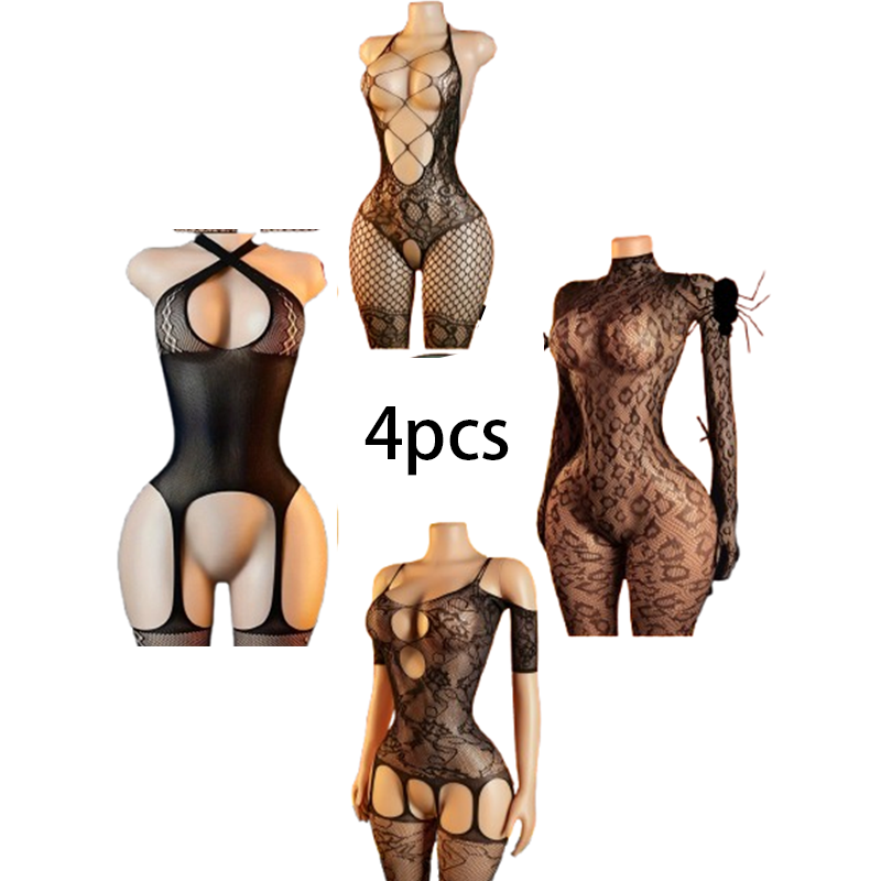 4-Piece Sexy Lingerie Set: Wom - Bodystocking Fishnet review and price