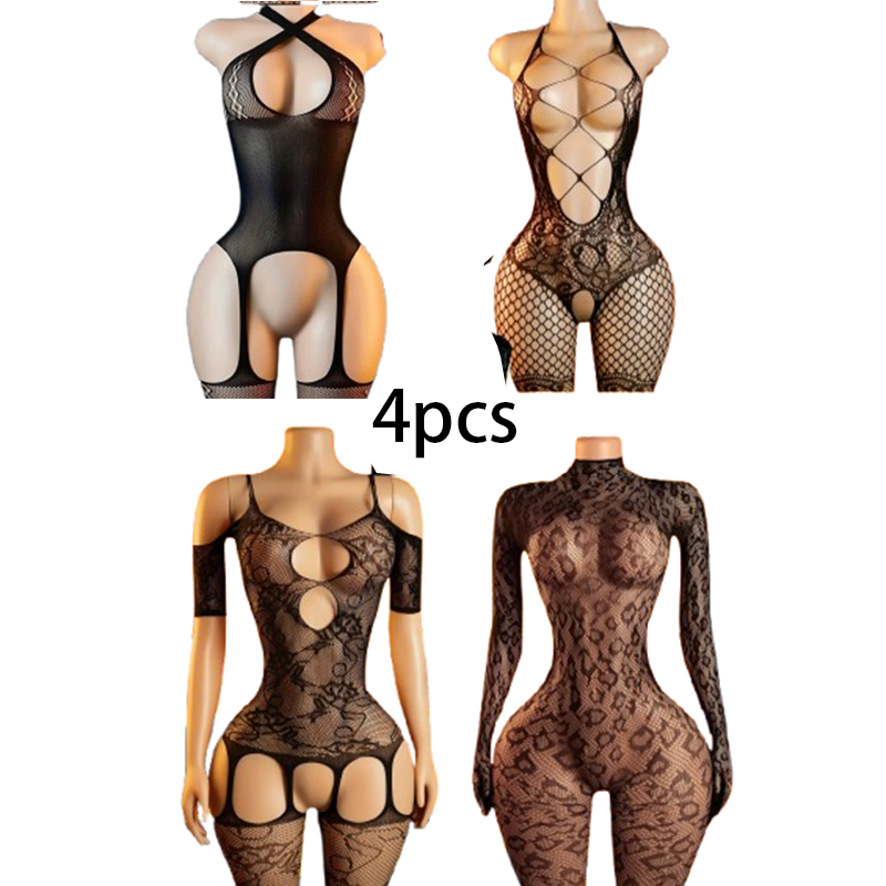4-Piece Sexy Lingerie Set: Wom - Bodystocking Fishnet review and price